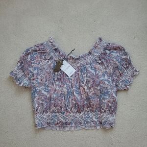 NWT J. Crew Liberty London Fabric Cropped Smocked Top szM
